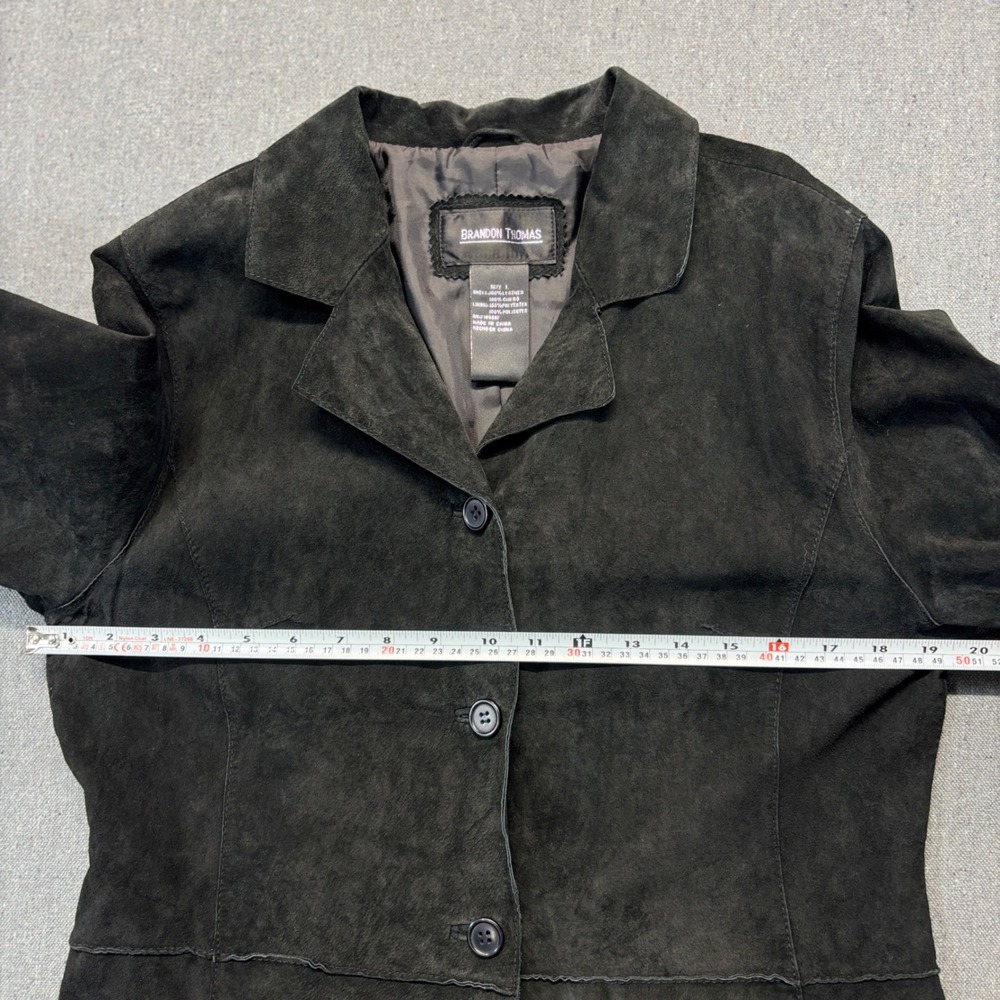 Brandon Thomas Vintage Black 100% Suede Leather Button Blazer Jacket Size L - Picture 5 of 7